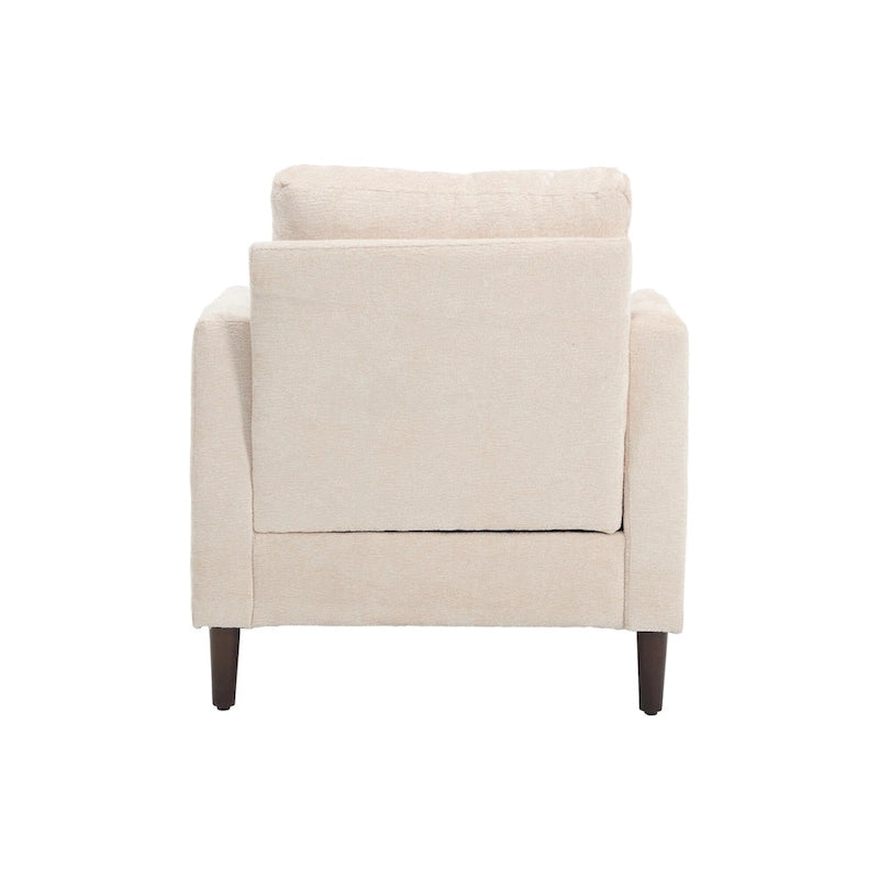 Fauteuil beige 29,53 en chenille avec cadre et coussins en bois massif