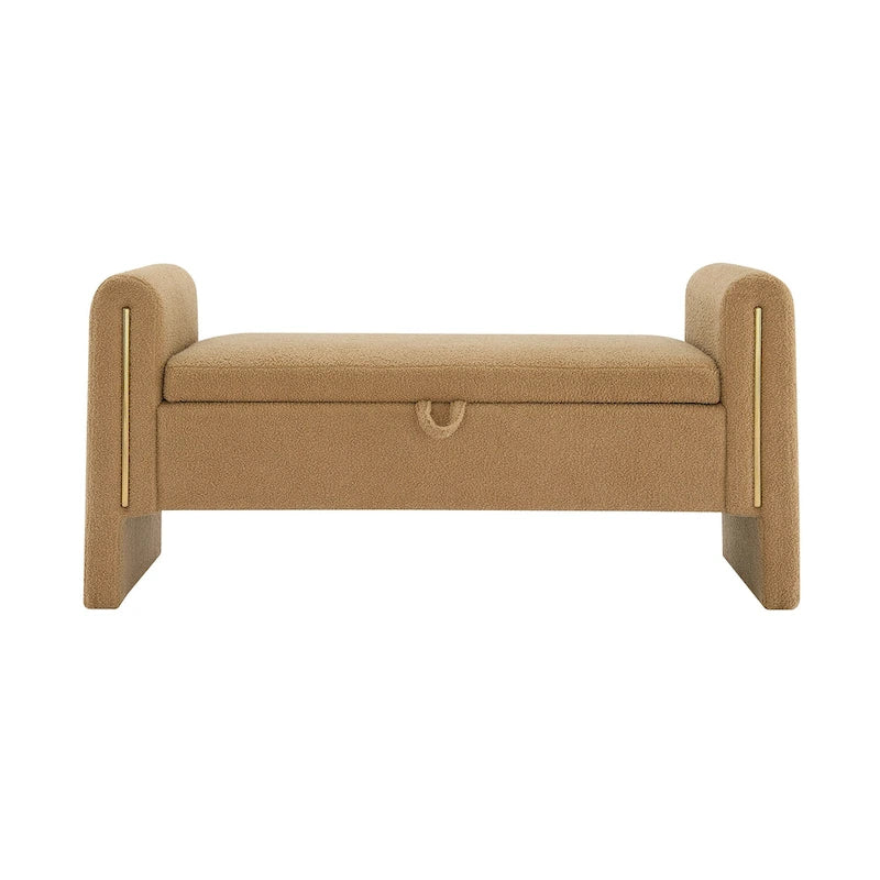 Banc de rangement moderne rembourré en polaire Teddy
