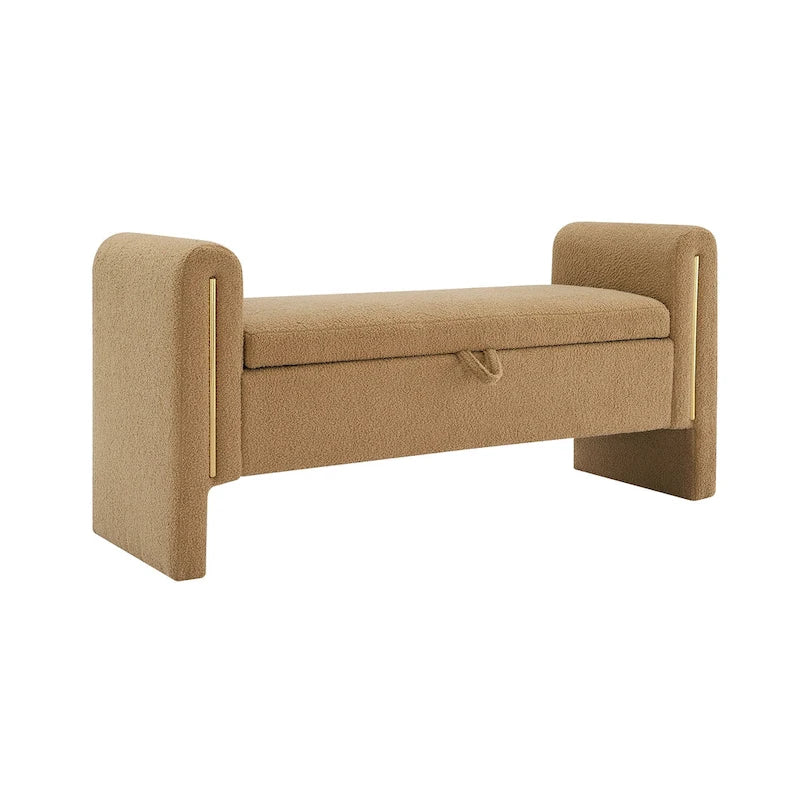 Banc de rangement moderne rembourré en polaire Teddy