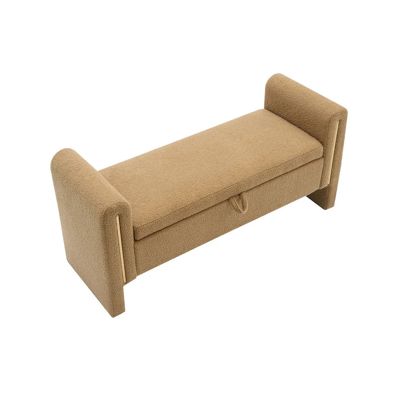 Banc de rangement moderne rembourré en polaire Teddy