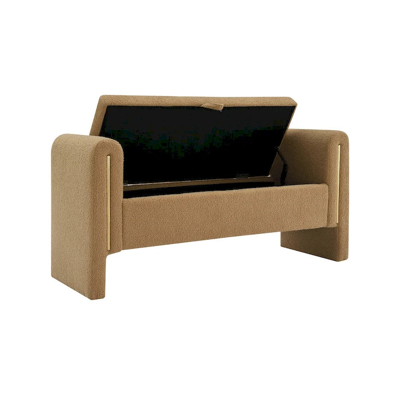 Banc de rangement moderne rembourré en polaire Teddy