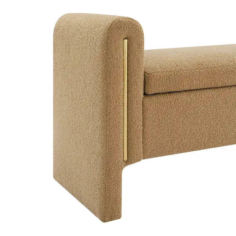 Banc de rangement moderne rembourré en polaire Teddy