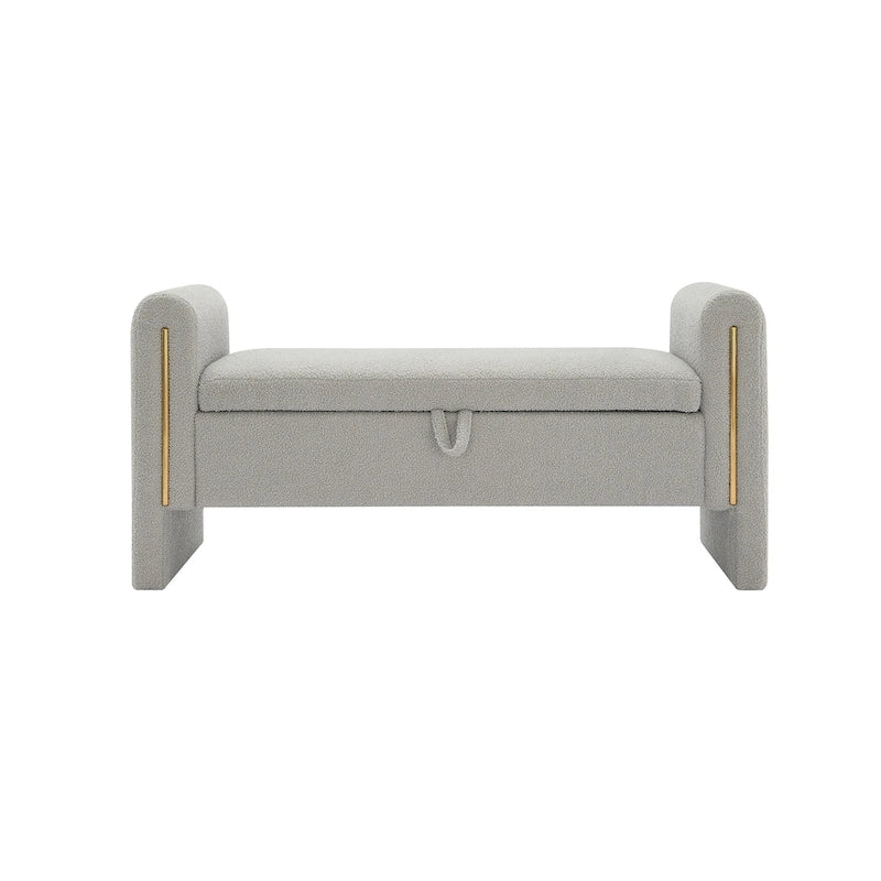 Banc de rangement moderne rembourré en polaire Teddy