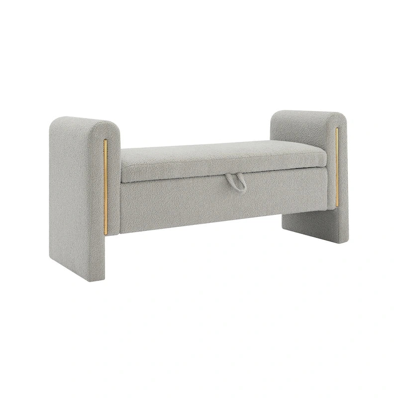 Banc de rangement moderne rembourré en polaire Teddy