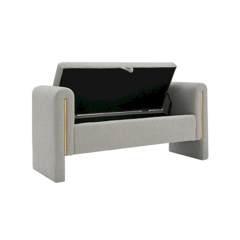 Banc de rangement moderne rembourré en polaire Teddy