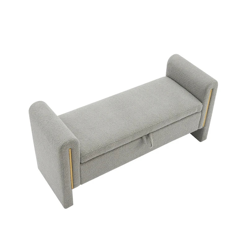 Banc de rangement moderne rembourré en polaire Teddy