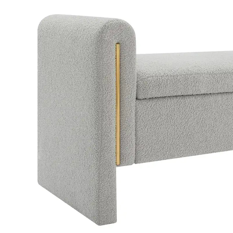 Banc de rangement moderne rembourré en polaire Teddy