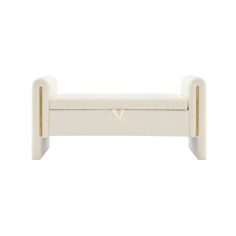 Banc de rangement moderne rembourré en polaire Teddy