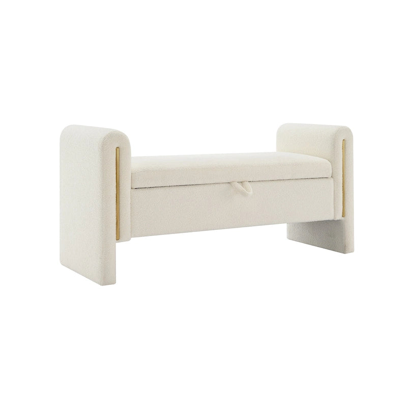 Banc de rangement moderne rembourré en polaire Teddy