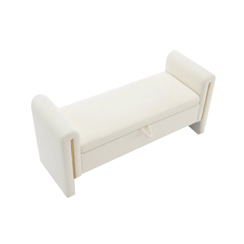 Banc de rangement moderne rembourré en polaire Teddy