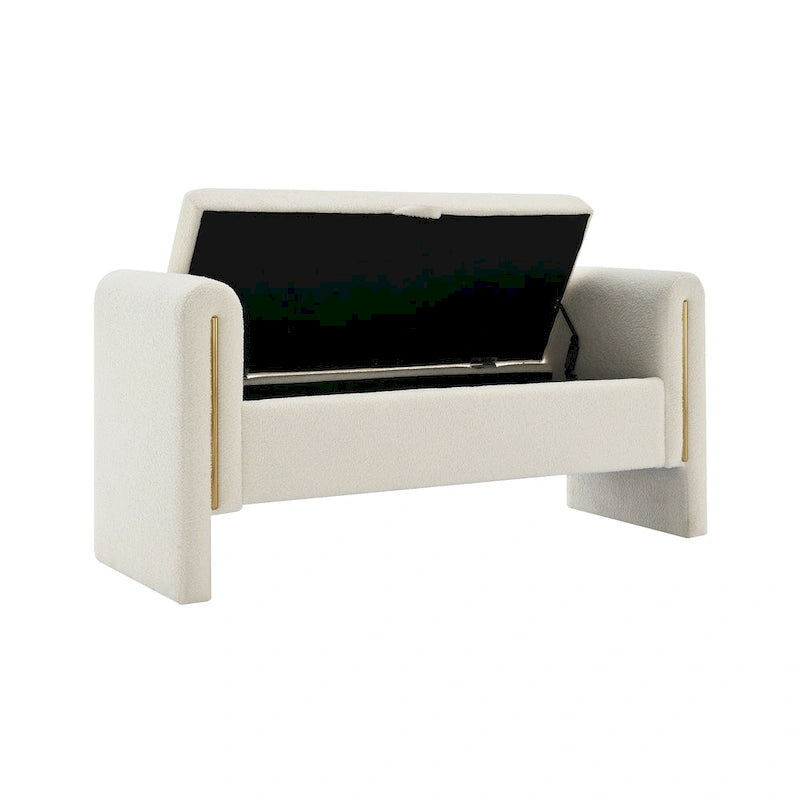 Banc de rangement moderne rembourré en polaire Teddy