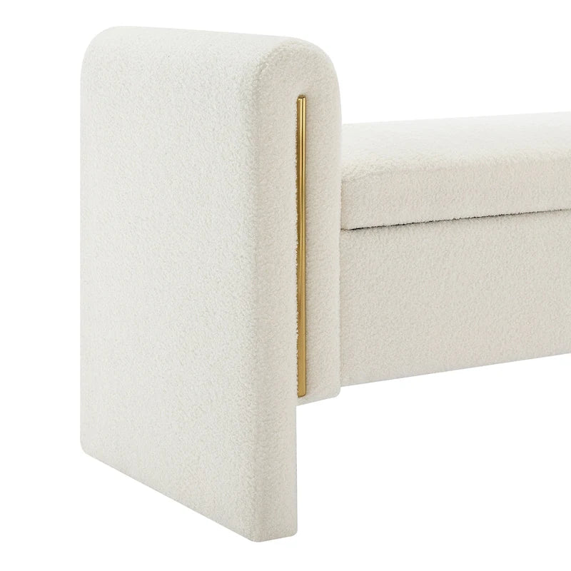 Banc de rangement moderne rembourré en polaire Teddy
