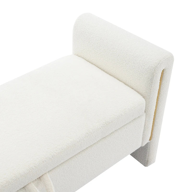 Banc de rangement moderne rembourré en polaire Teddy