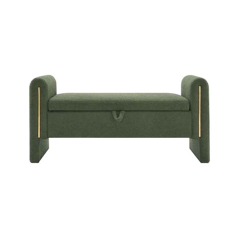 Banc de rangement moderne rembourré en polaire Teddy