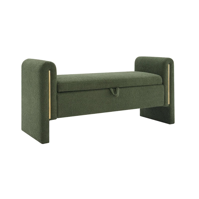 Banc de rangement moderne rembourré en polaire Teddy