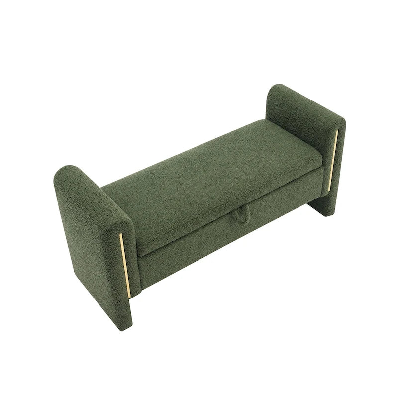 Banc de rangement moderne rembourré en polaire Teddy