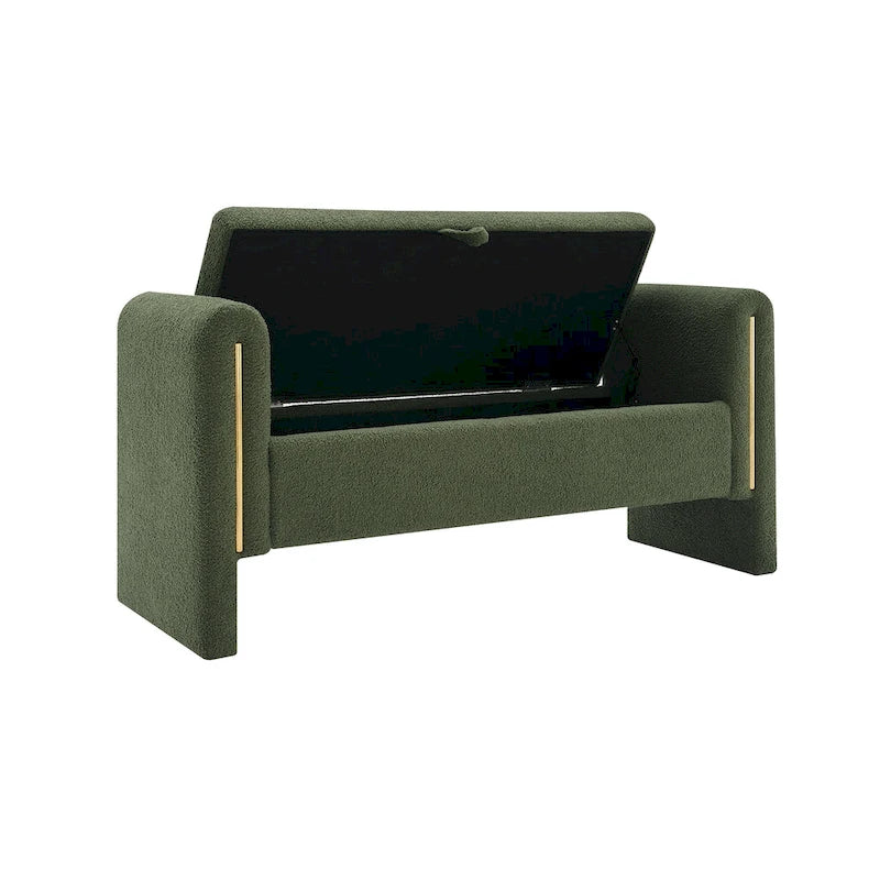 Banc de rangement moderne rembourré en polaire Teddy