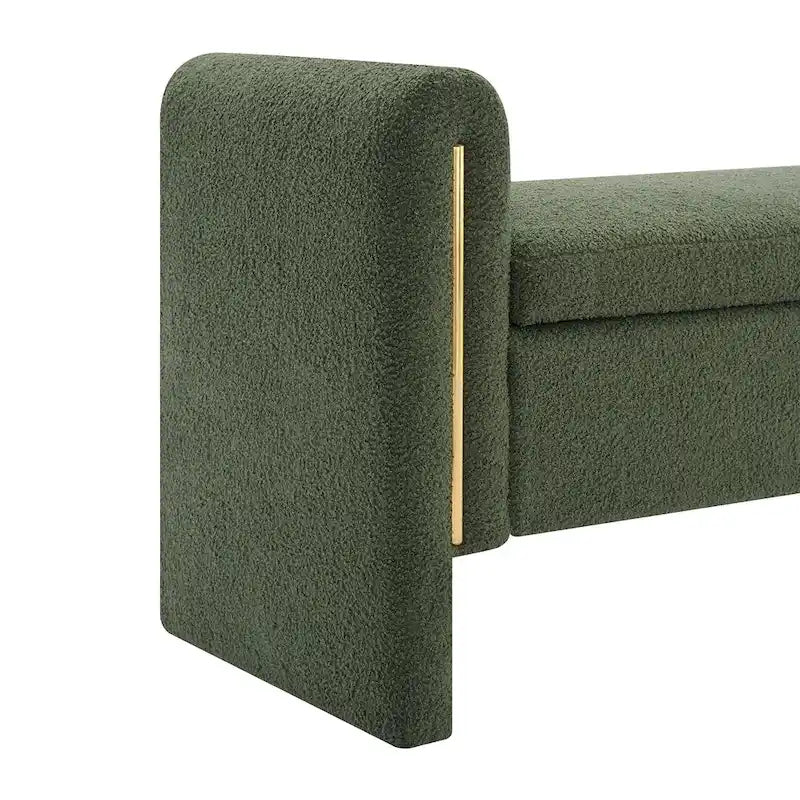 Banc de rangement moderne rembourré en polaire Teddy