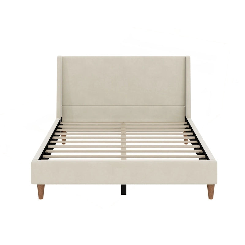 Lit plateforme luxueux rembourré en velours