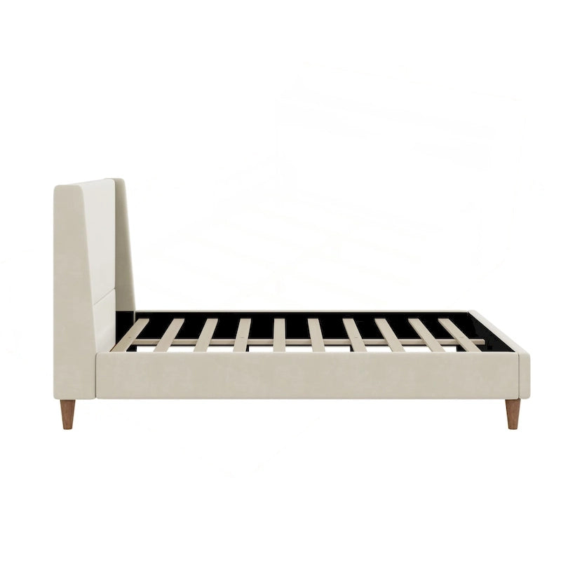 Lit plateforme luxueux rembourré en velours