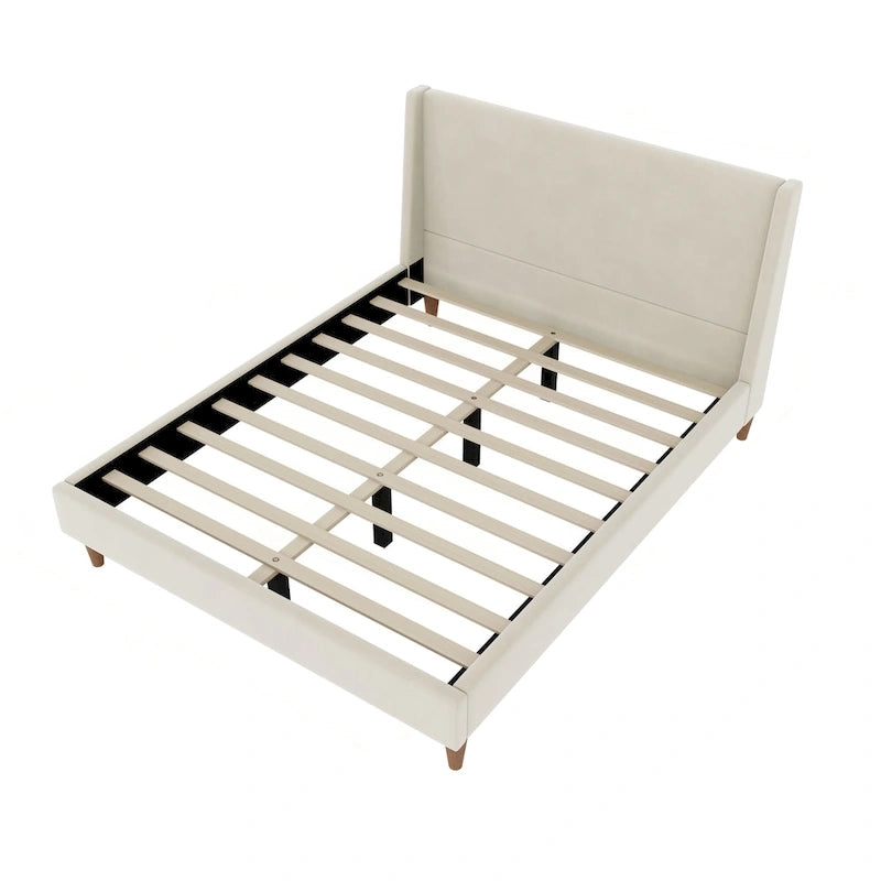 Lit plateforme luxueux rembourré en velours
