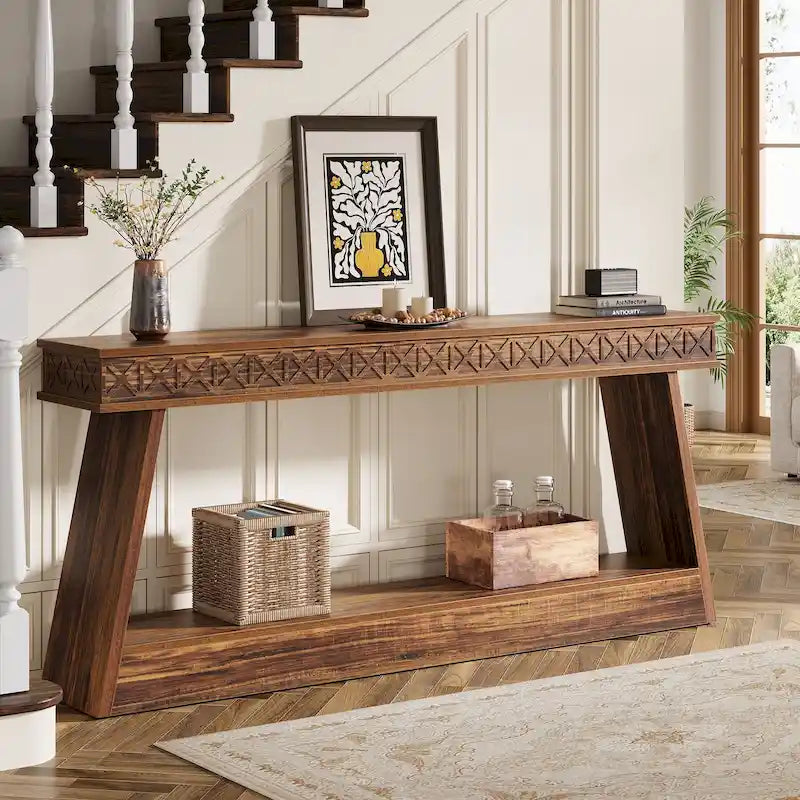 Console d'entrée rustique à deux niveaux