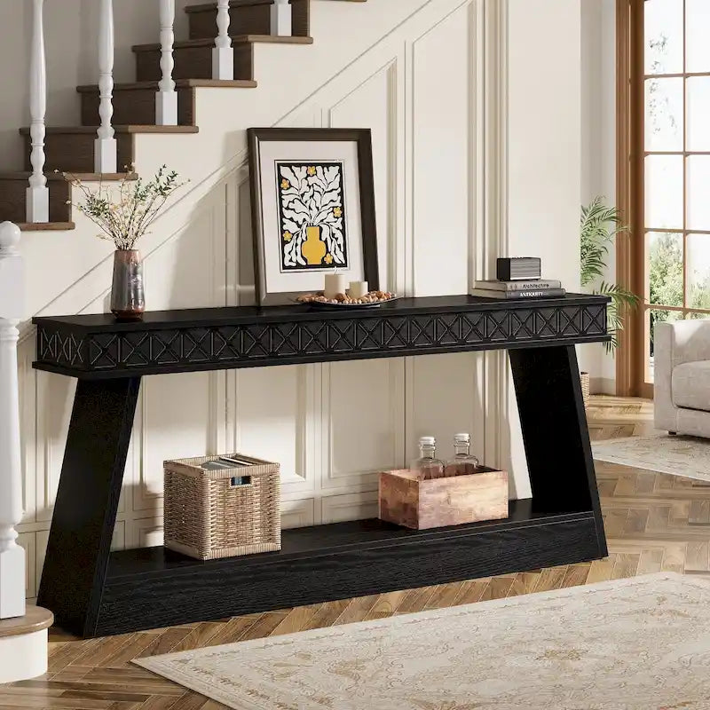 Console d'entrée rustique à deux niveaux