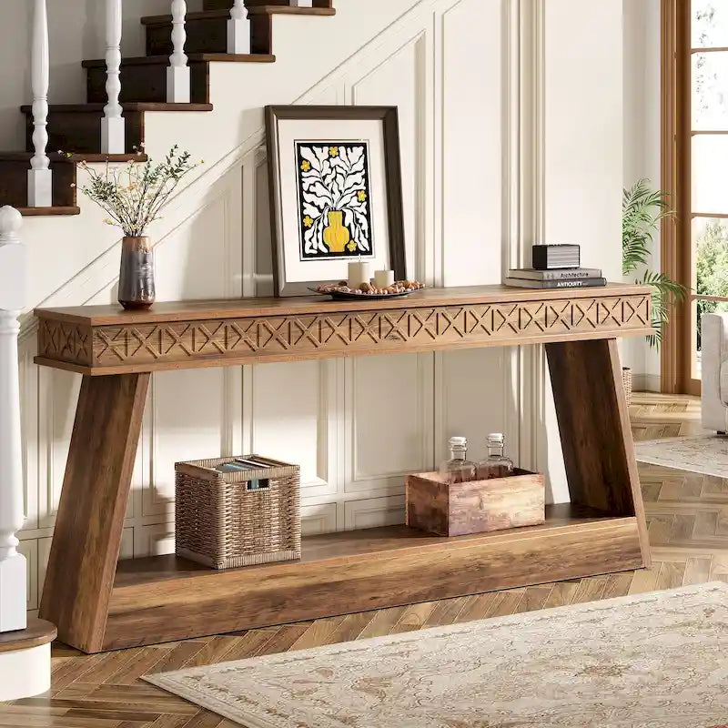 Console d'entrée rustique à deux niveaux