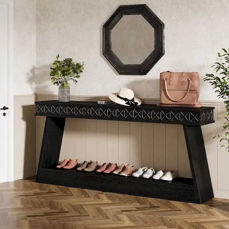 Console d'entrée rustique à deux niveaux