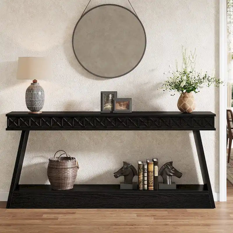 Console d'entrée rustique à deux niveaux