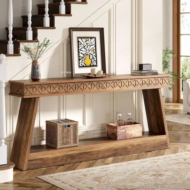 Console d'entrée rustique à deux niveaux