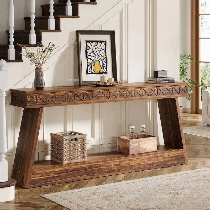 Console d'entrée rustique à deux niveaux