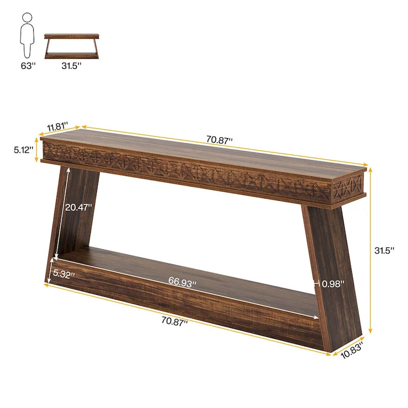 Console d'entrée rustique à deux niveaux