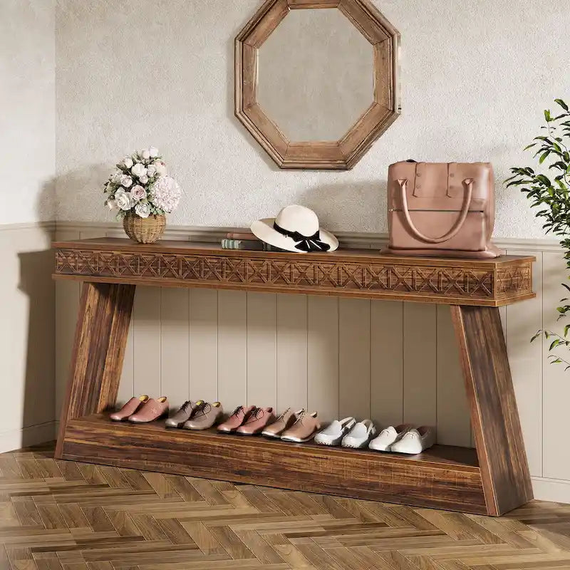 Console d'entrée rustique à deux niveaux