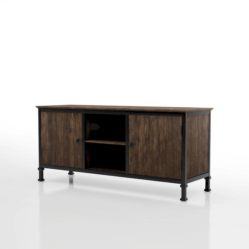 Meuble TV multifonctionnel en chêne rustique de 152 cm avec rangement