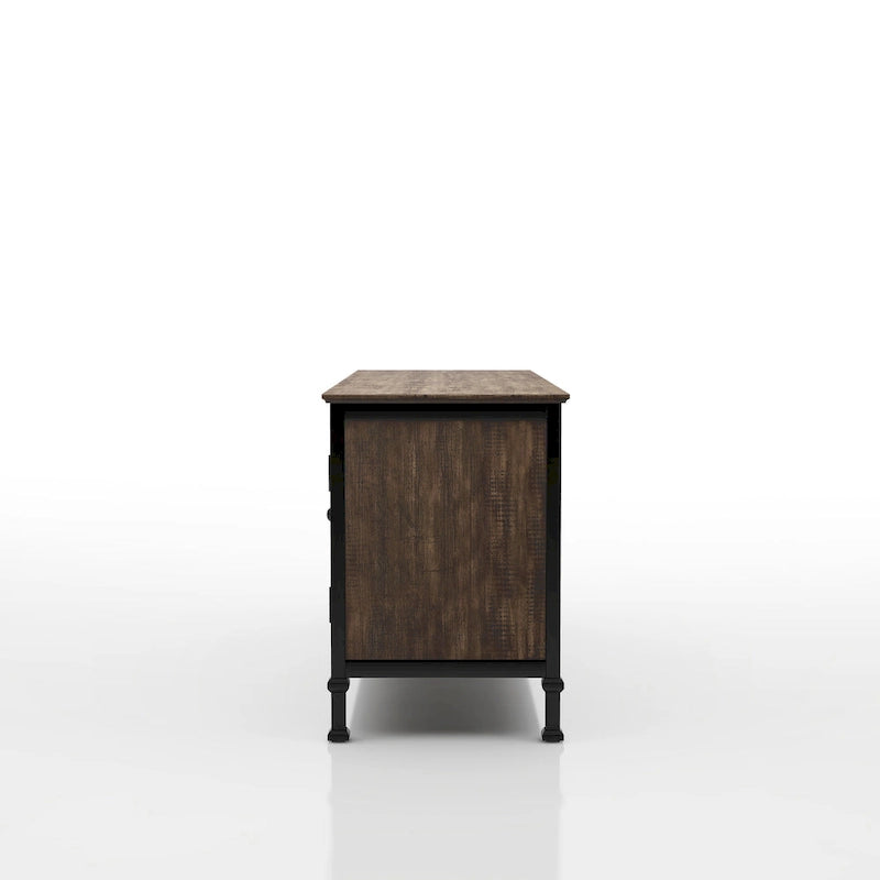 Meuble TV multifonctionnel en chêne rustique de 152 cm avec rangement