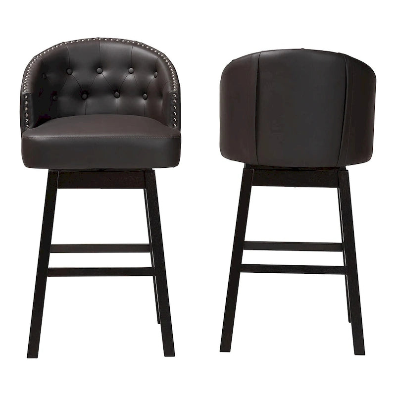 Tabouret de bar moderne minimaliste en similicuir marron