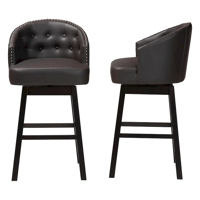 Tabouret de bar moderne minimaliste en similicuir marron