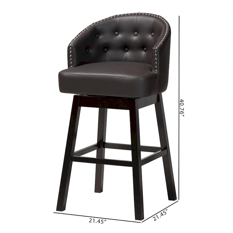 Tabouret de bar moderne minimaliste en similicuir marron
