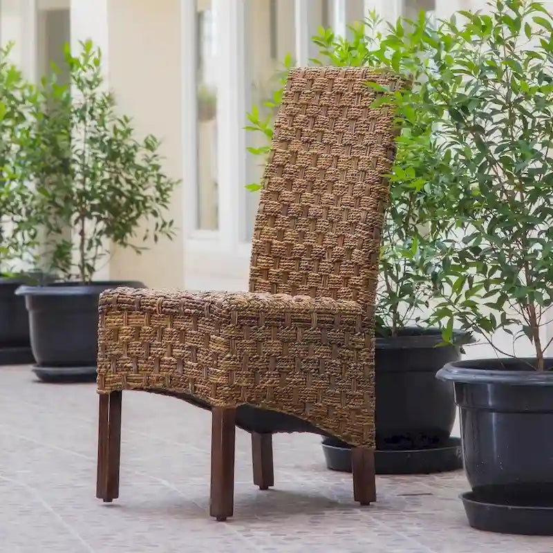 Chaise de salle à manger Manila en abaca tressé et acajou (lot de 2)