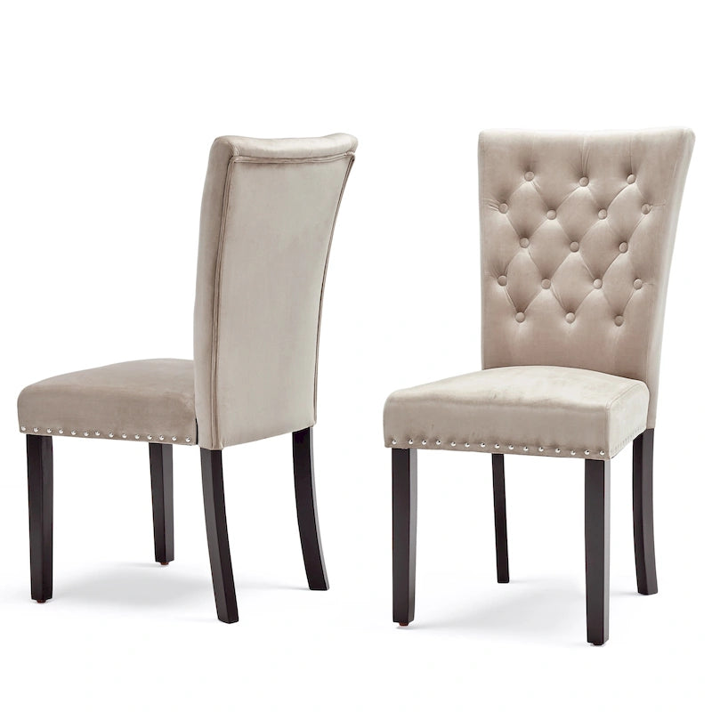 Chaises de salle à manger en velours capitonné (lot de deux)