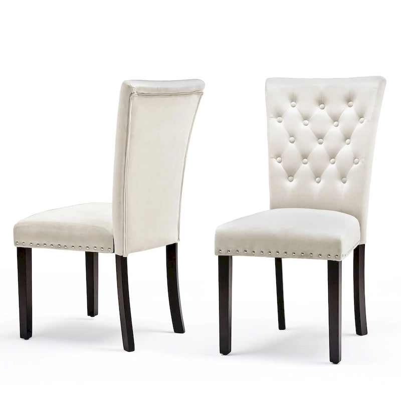 Chaises de salle à manger en velours capitonné (lot de deux)