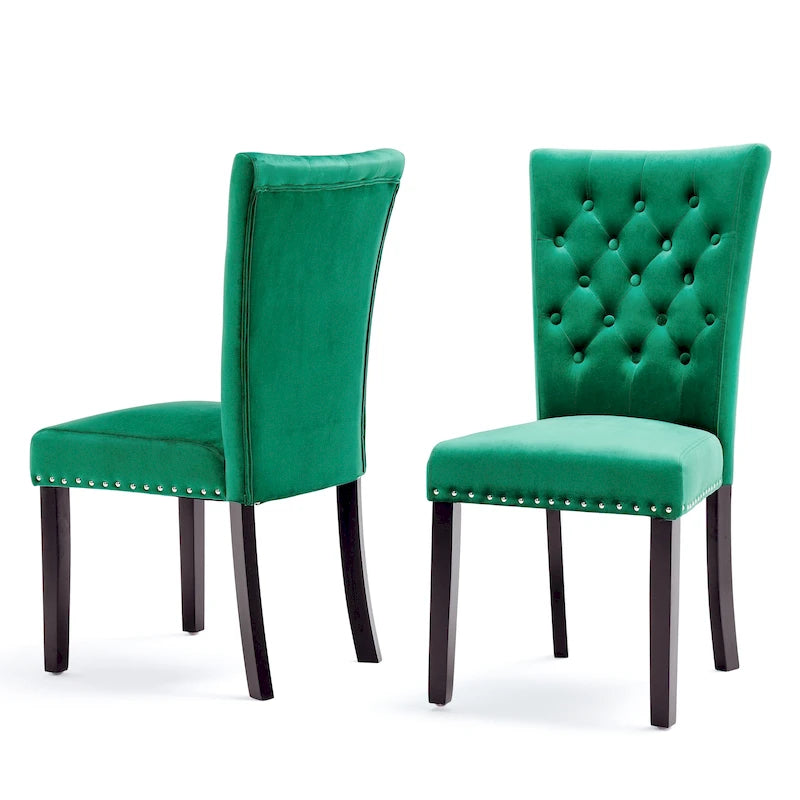 Chaises de salle à manger en velours capitonné (lot de deux)