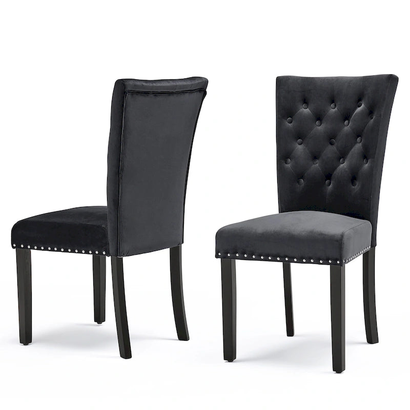 Chaises de salle à manger en velours capitonné (lot de deux)