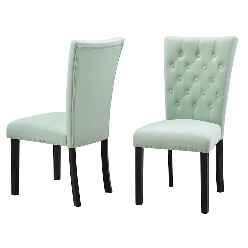 Chaises de salle à manger en velours capitonné (lot de deux)