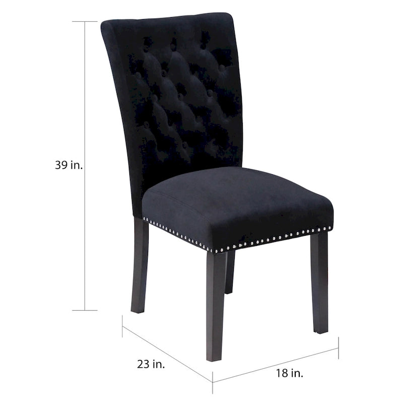 Chaises de salle à manger en velours capitonné (lot de deux)