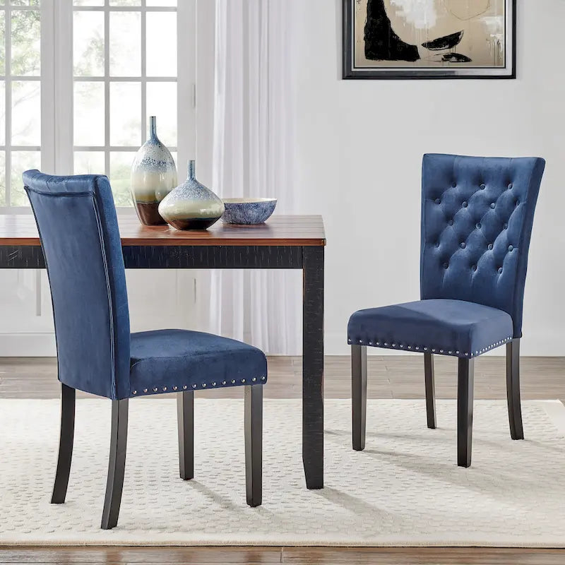 Chaises de salle à manger en velours capitonné (lot de deux)