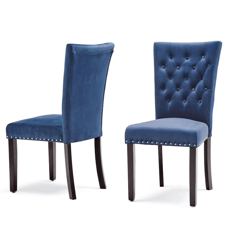 Chaises de salle à manger en velours capitonné (lot de deux)
