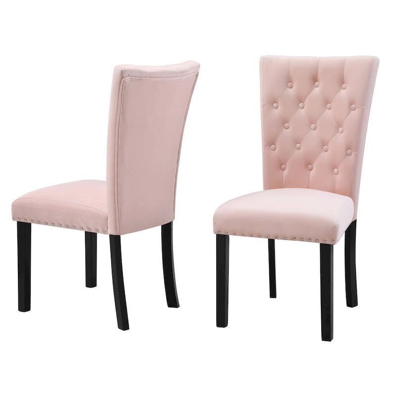 Chaises de salle à manger en velours capitonné (lot de deux)