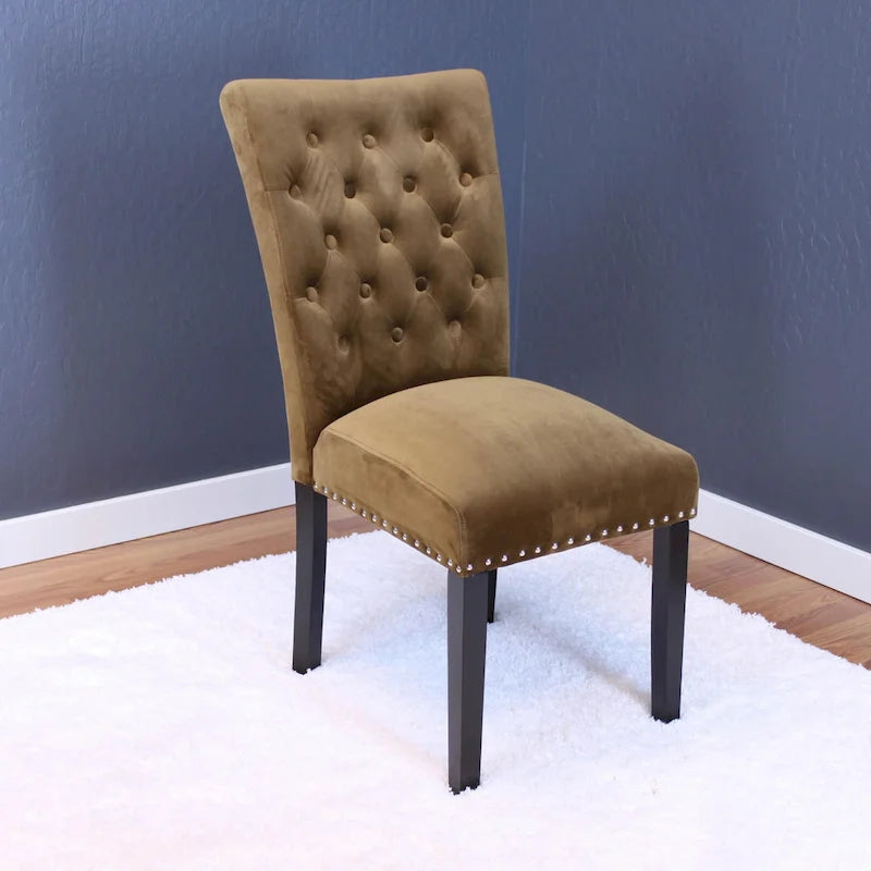 Chaises de salle à manger en velours capitonné (lot de deux)